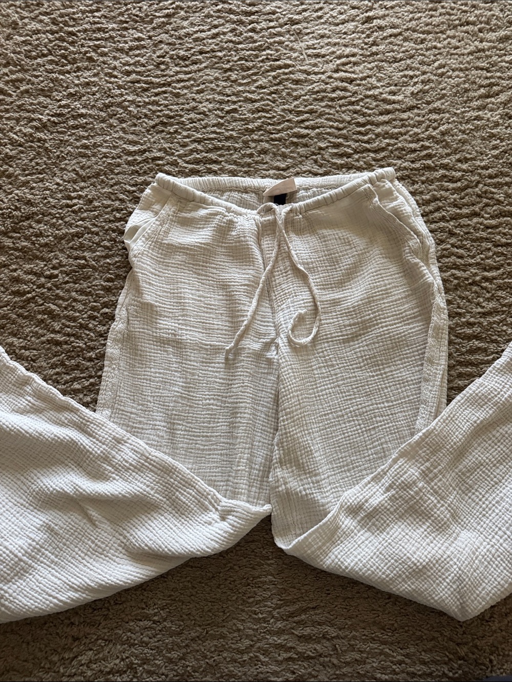 Target' Lightweight White Drawstring Linen Pants